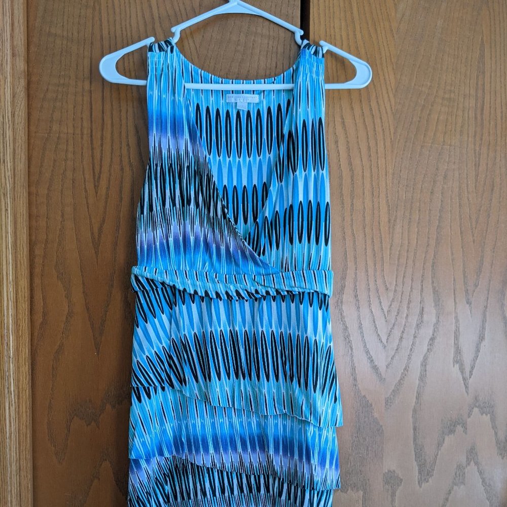 NY&Co Blue and Purple vertical geometrical design layered dress Size M
